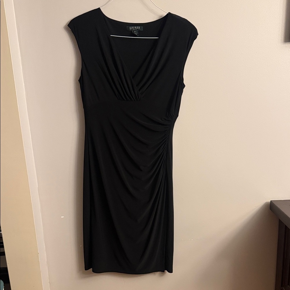 Lauren Ralph Lauren Black Draped Sheath Dress – Size 10